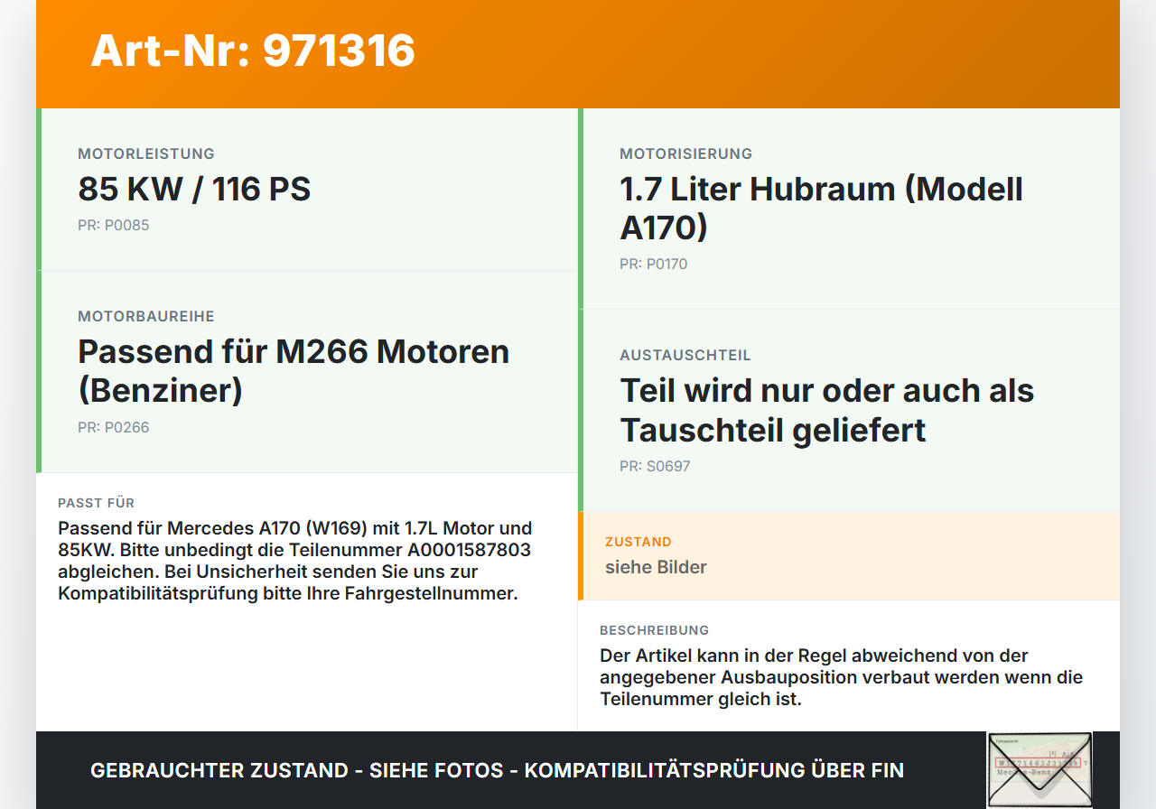 Mercedes A170 W169 04-08 1,7 85KW Zündspule Zyl.2 Bosch Mercedes A170 W169 04-08 24.10.2007 A0001587803 gebraucht Vorschau 3