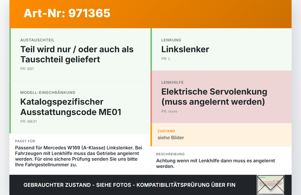 Mercedes A170 W169 04-08 Lenkgetriebe Servolenkung Mercedes A170 W169 04-08 24.10.2007 A1694600700 6700002146 gebraucht Vorschau 3
