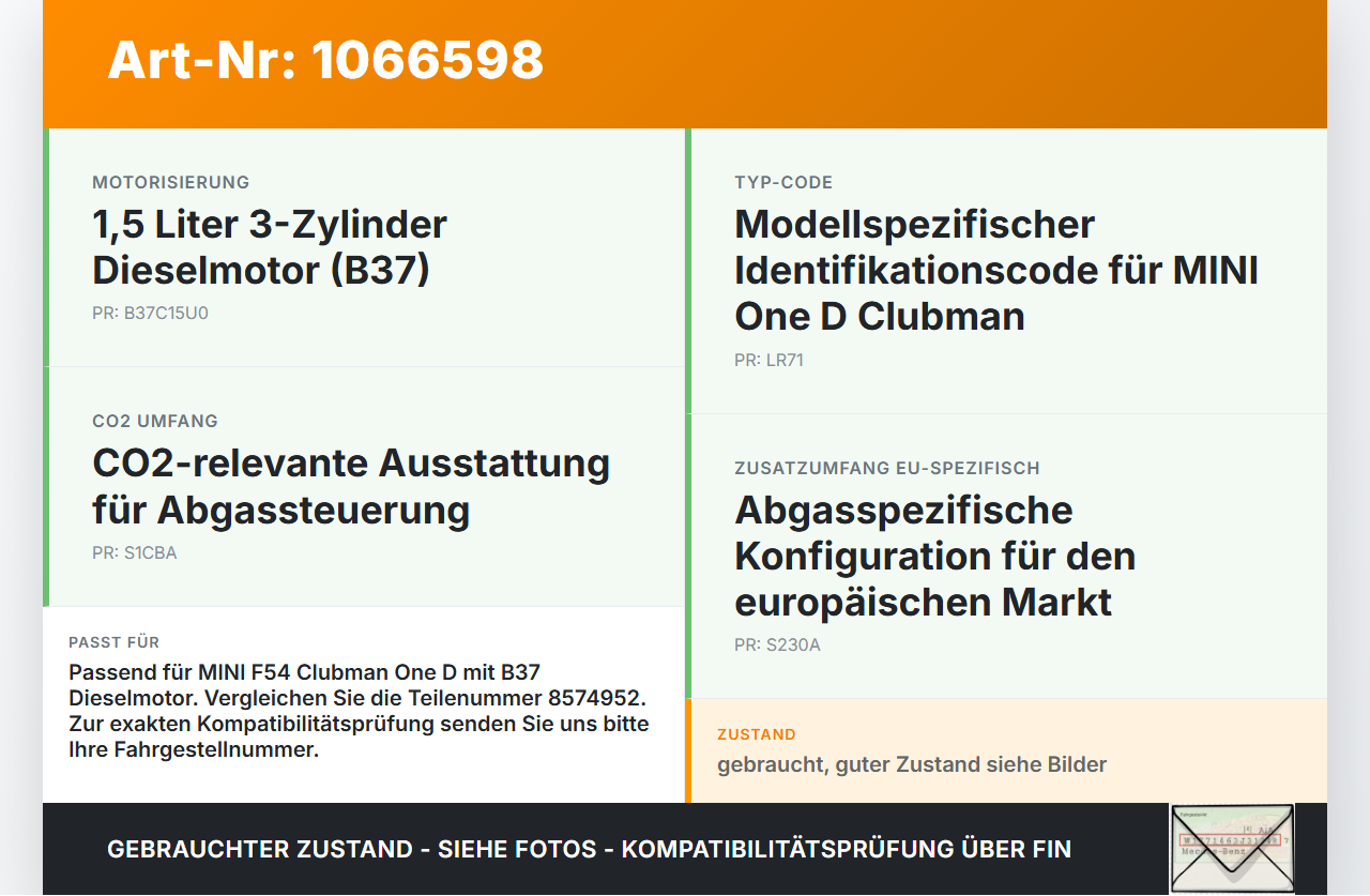 MINI F54  Clubman 15-19 1,5 85KW Abgasleitung Abgasdrucksensor MINI F54  Clubman 15-19 19.05.2017 13628514016... Vorschau 3