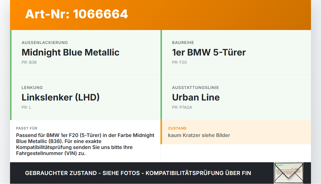 BMW 1er 116i F20 11-15 Tankdeckel Tankklappe B38 BMW 1er 116i F20 11-15 20.10.2011 7270765 51177270765 gebraucht Vorschau 3