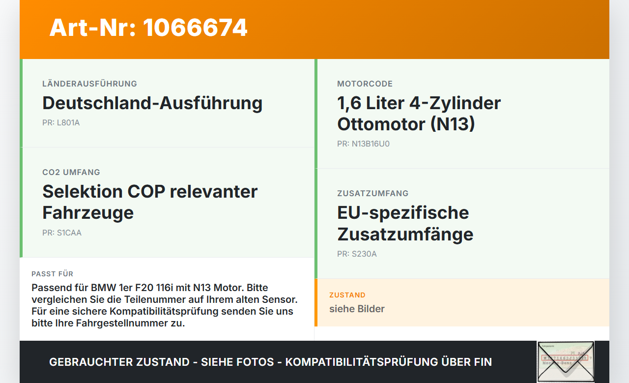 BMW 1er 116i F20 11-15 1,6 132KW Drucksensor Railsensor Kraftstoffdrucksensor BMW 1er 116i F20 11-15 20.10.2011... Vorschau 3