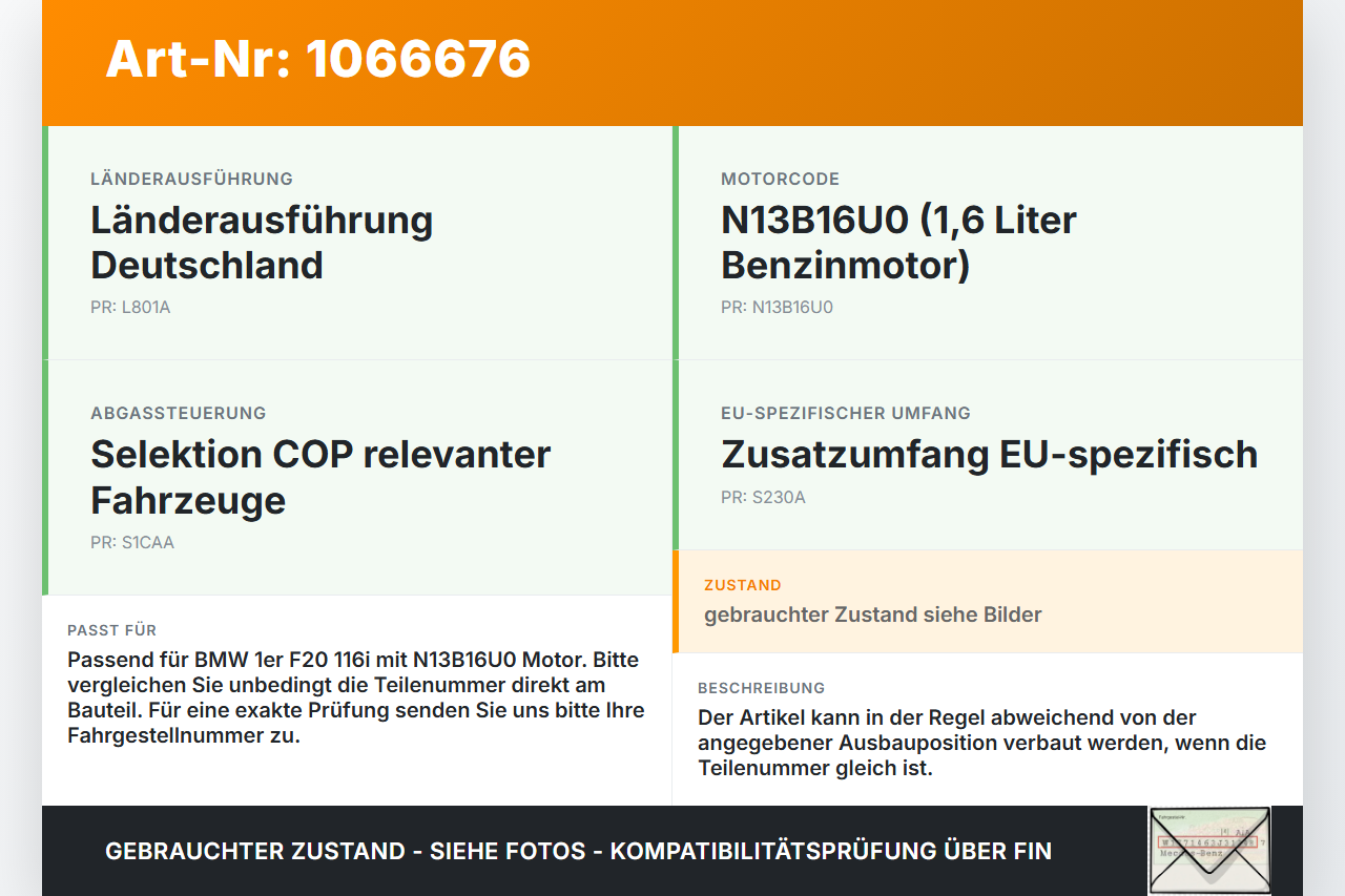 BMW 1er 116i F20 11-15 1,6 132KW Injektor Einspritzdüse Zyl.3 BMW 1er 116i F20 11-15 20.10.2011 8682350 13538682350... Vorschau 3