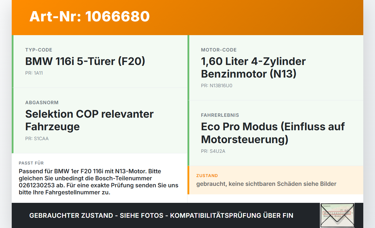 BMW 1er 116i F20 11-15 1,6 132KW Luftdruck MAP Sensor BMW 1er 116i F20 11-15 20.10.2011 7599907 13627599907... Vorschau 3