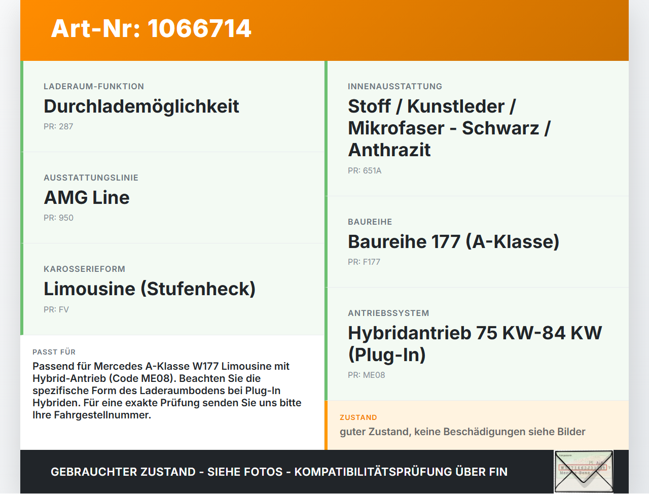 Mercedes W177 A250E 18-22 Lim Kofferraummatte Kofferraum Einlegeboden Mercedes W177 A250E 18-22 26.03.2021... Vorschau 3