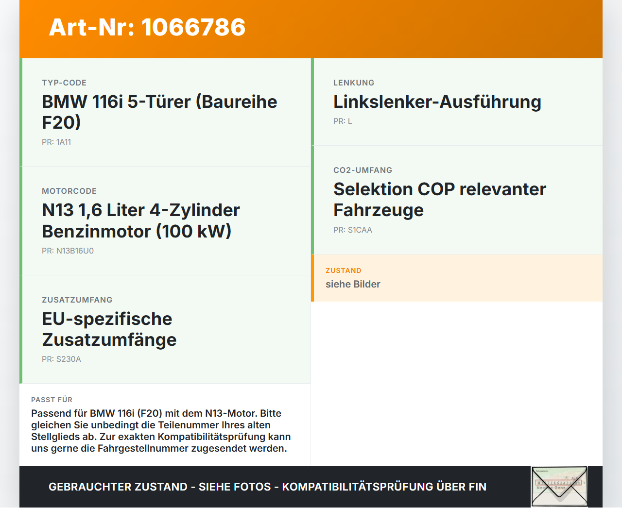 BMW 1er 116i F20 11-15 Stellmotor Stellglied für Nockenwellenverstellung BMW 1er 116i F20 11-15 20.10.2011 7591588... Vorschau 3