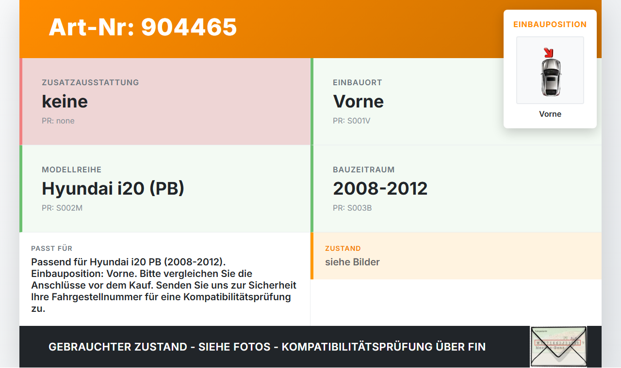 Hyundai I20 PB 08-12 Waschwasserpumpe Wischwasserpumpe Waschpumpe Vorne Hyundai I20 PB 08-12 26.03.2010 985102J000... Vorschau 3