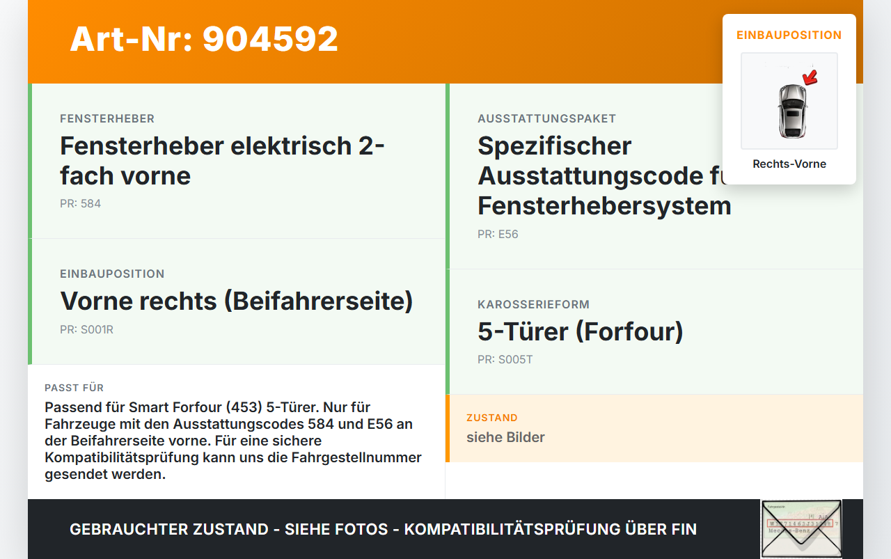 Smart Forfour 453 14-19 5T Fensterhebermotor mit Fensterheber Rechts Vorne Smart Forfour 453 14-19 01.01.2019... Vorschau 3