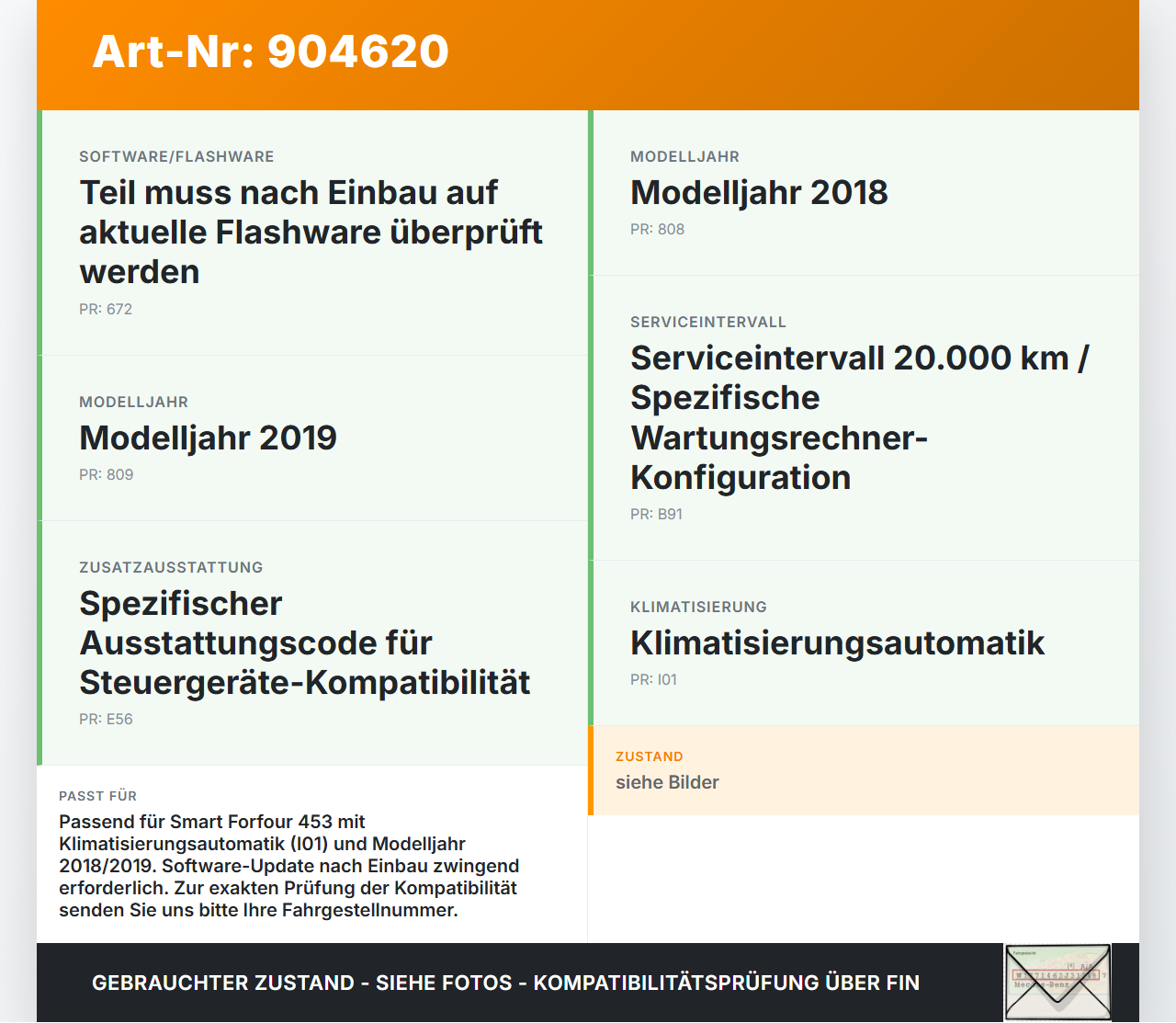 Smart Forfour 453 14-19 Steuergerät ECU Modul ZV Zentralverriegelung BHTC Climbox Smart Forfour 453 14-19... Vorschau 3