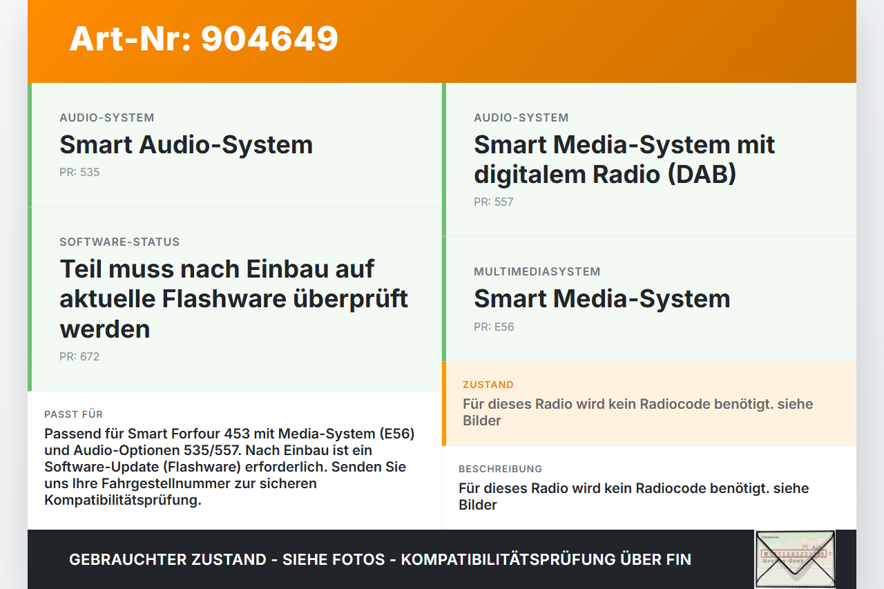 Smart Forfour 453 14-19 Autoradio Radio MM2012 MID Smart Forfour 453 14-19 01.01.2019 A4539006502 A2C84966012 gebraucht Vorschau 3
