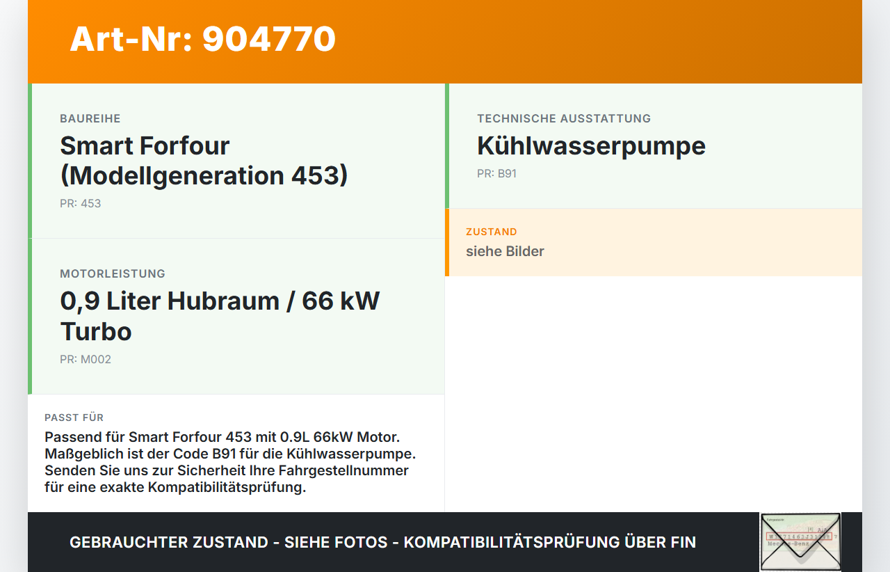 Smart Forfour 453 14-19 0.9 66kwKW Umwelzpumpe Heizung Pumpe Smart Forfour 453 14-19 01.01.2019 A4535000286... Vorschau 3