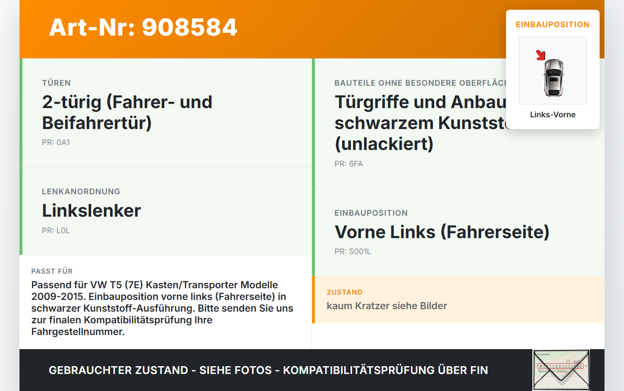 VW T5 7E 09-15 Kasten Türgriff Griff Griffmuschel Innen Links Vorne VW T5 7E 09-15 18.04.2012 7H0837205D... Vorschau 3