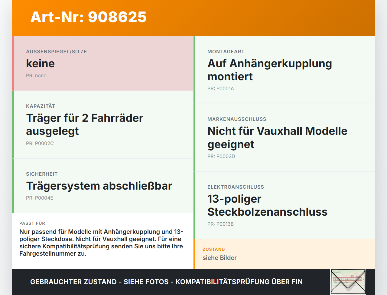 Opel Vivaro A 03-14 Fahrradheckträger Fahrradträger Opel Vivaro A 03-14 04.02.2004 93165207 gebraucht Vorschau 3