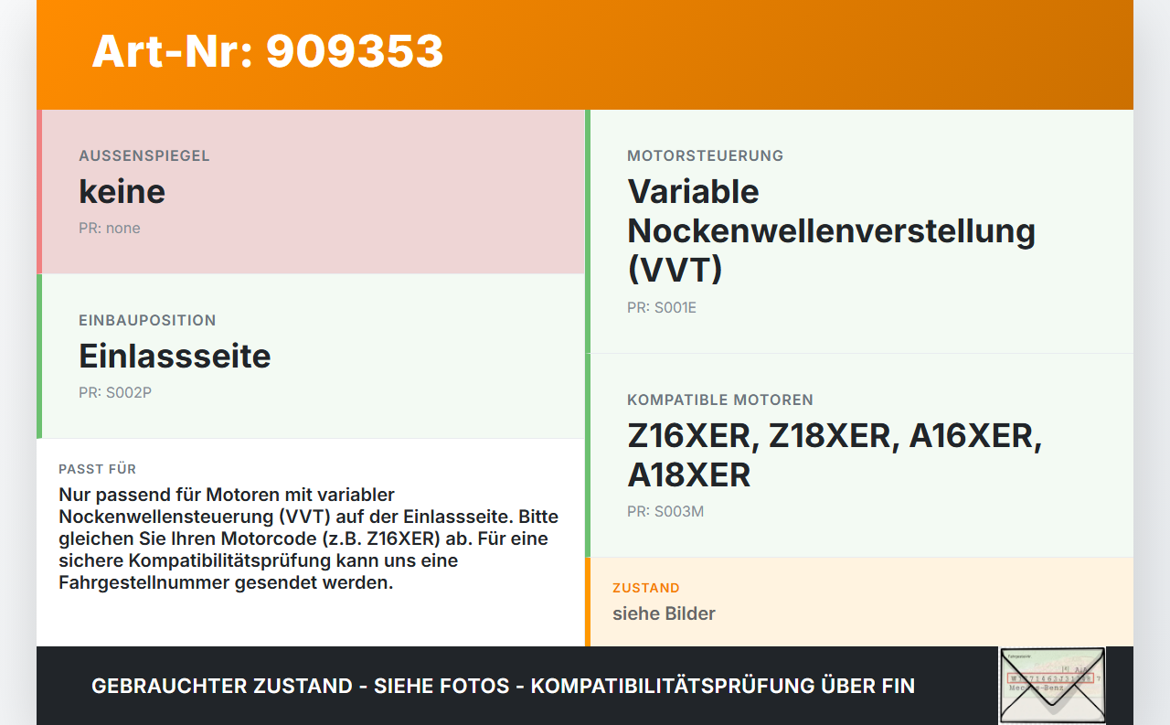 Opel Astra H 04-10 1,6 85KW Z16XER Nockenwellenverstellung Verstellung für Nockenwelle Einlass Opel Astra H 04-10... Vorschau 3