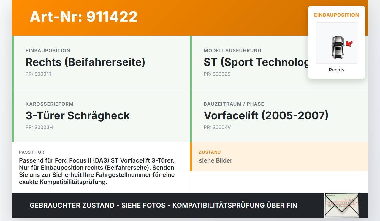 Ford Focus II ST 05-07 3T Rückleuchte Rücklicht Heckleuchte Rechts orig Ford Focus II ST 05-07 26.09.2006... Vorschau 3