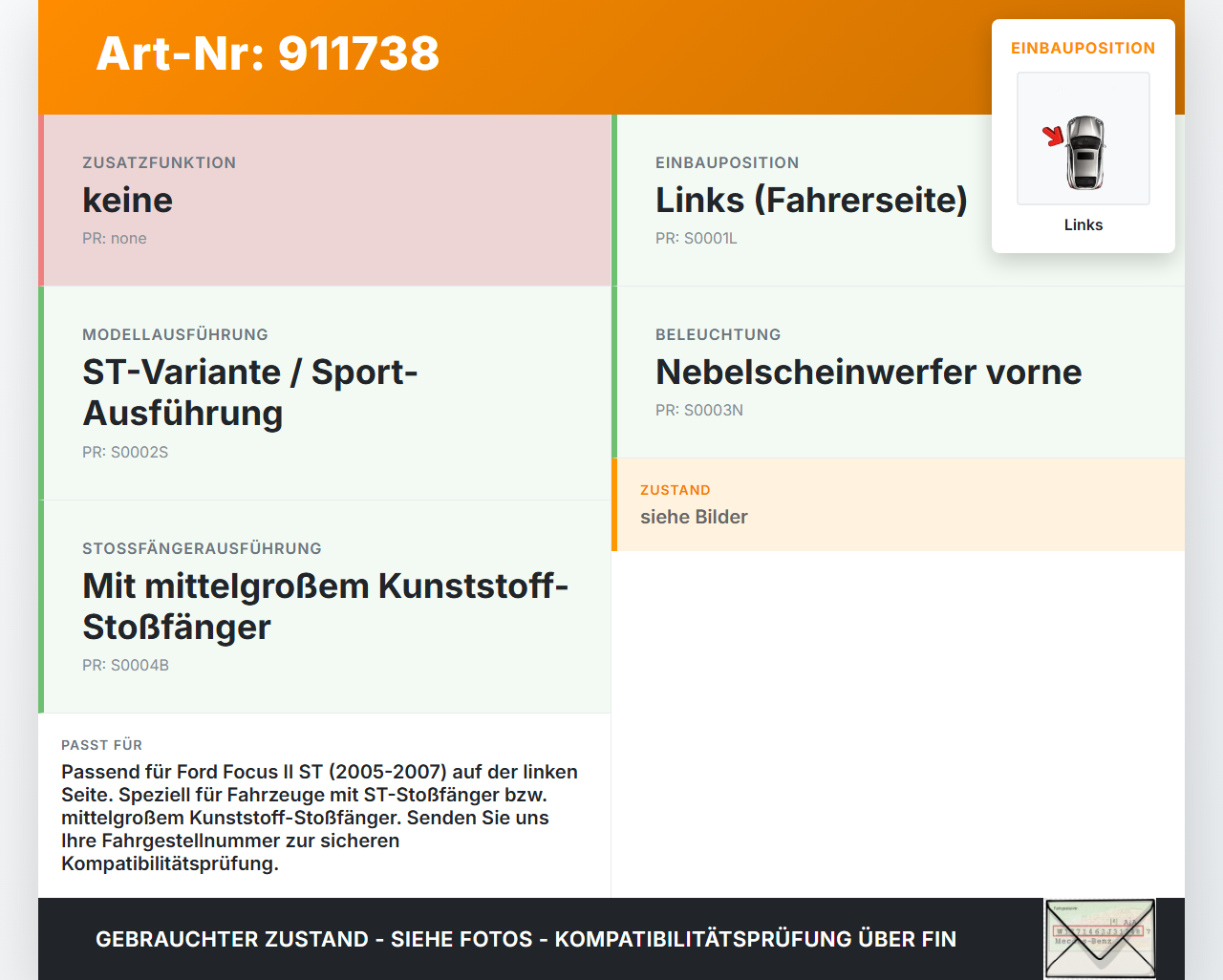 Ford Focus II ST 05-07 Nebelscheinwerfer Links orig. Ford Focus II ST 05-07 26.09.2006 2N11-15201-AB gebraucht Vorschau 3