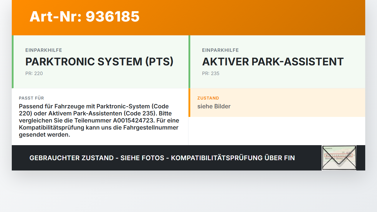 Mercedes W245 B200 08-11 PDC Anzeige Mercedes W245 B200 08-11 22.03.2011 A0015424723 4030000-01 gebraucht Vorschau 3