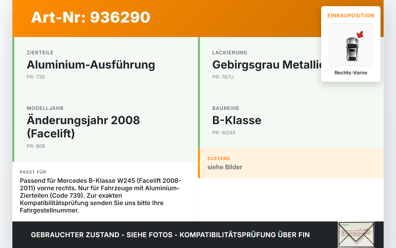 Mercedes W245 B200 08-11 Türleiste Beplankung Rechts Vorne 787 Mercedes W245 B200 08-11 22.03.2011 A1697273482 gebraucht Vorschau 3