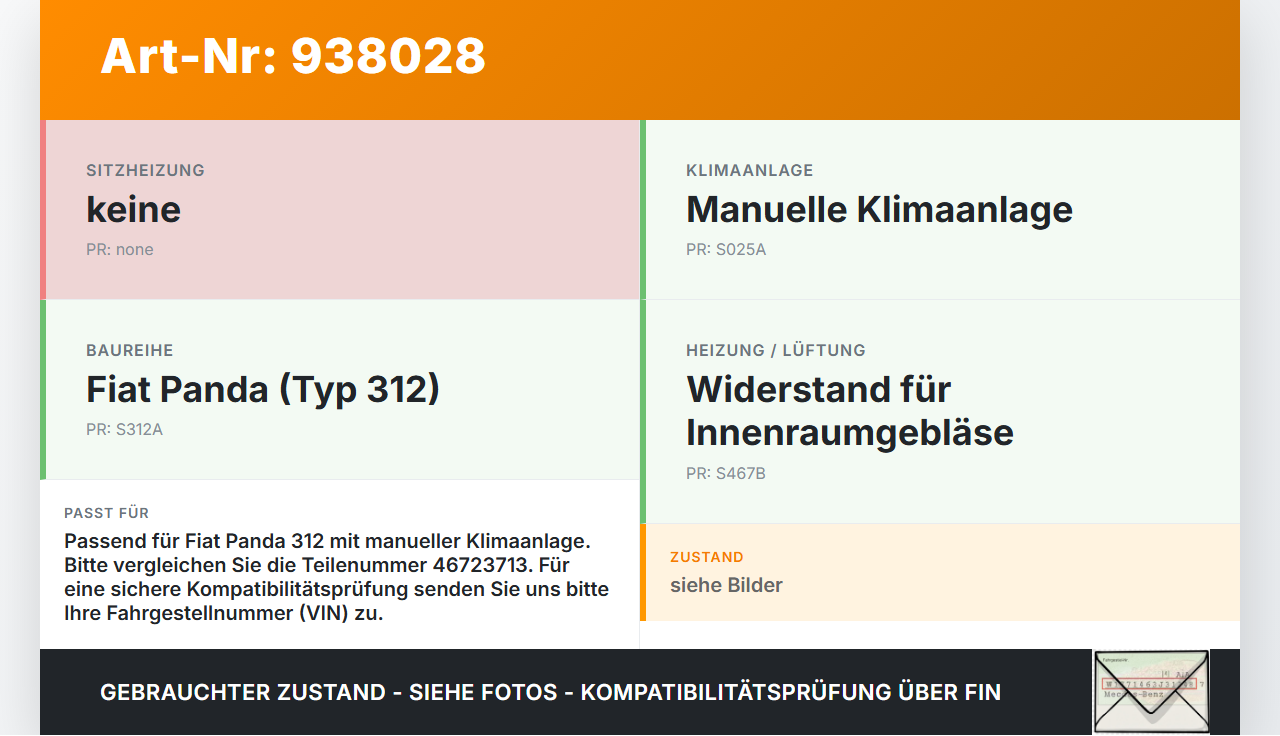 Fiat Panda 312 12-21 Widerstand Gebläse Lüfter Fiat Panda 312 12-21 28.03.2014 A51004300 46723713 gebraucht Vorschau 3
