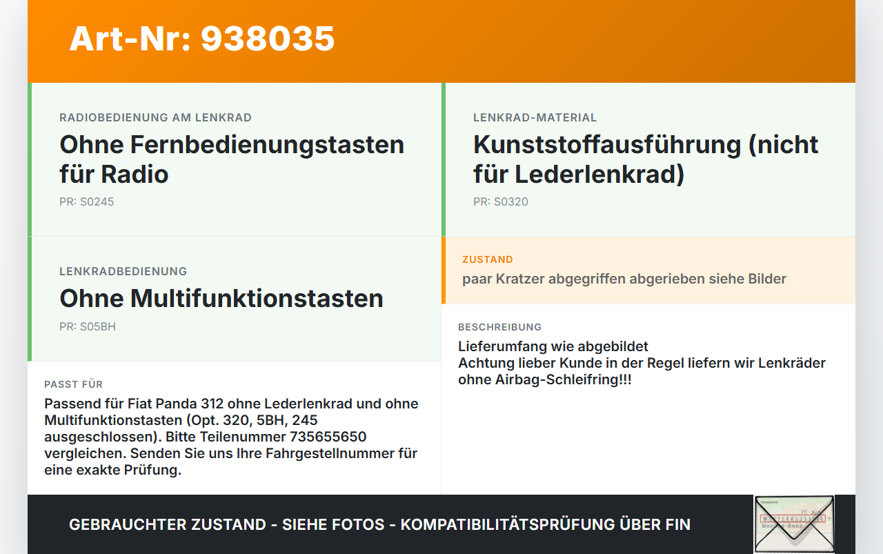 Fiat Panda 312 12-21 Lenkrad Airbaglenkrad Fiat Panda 312 12-21 28.03.2014 735655650 34087201B 67913283012... Vorschau 3