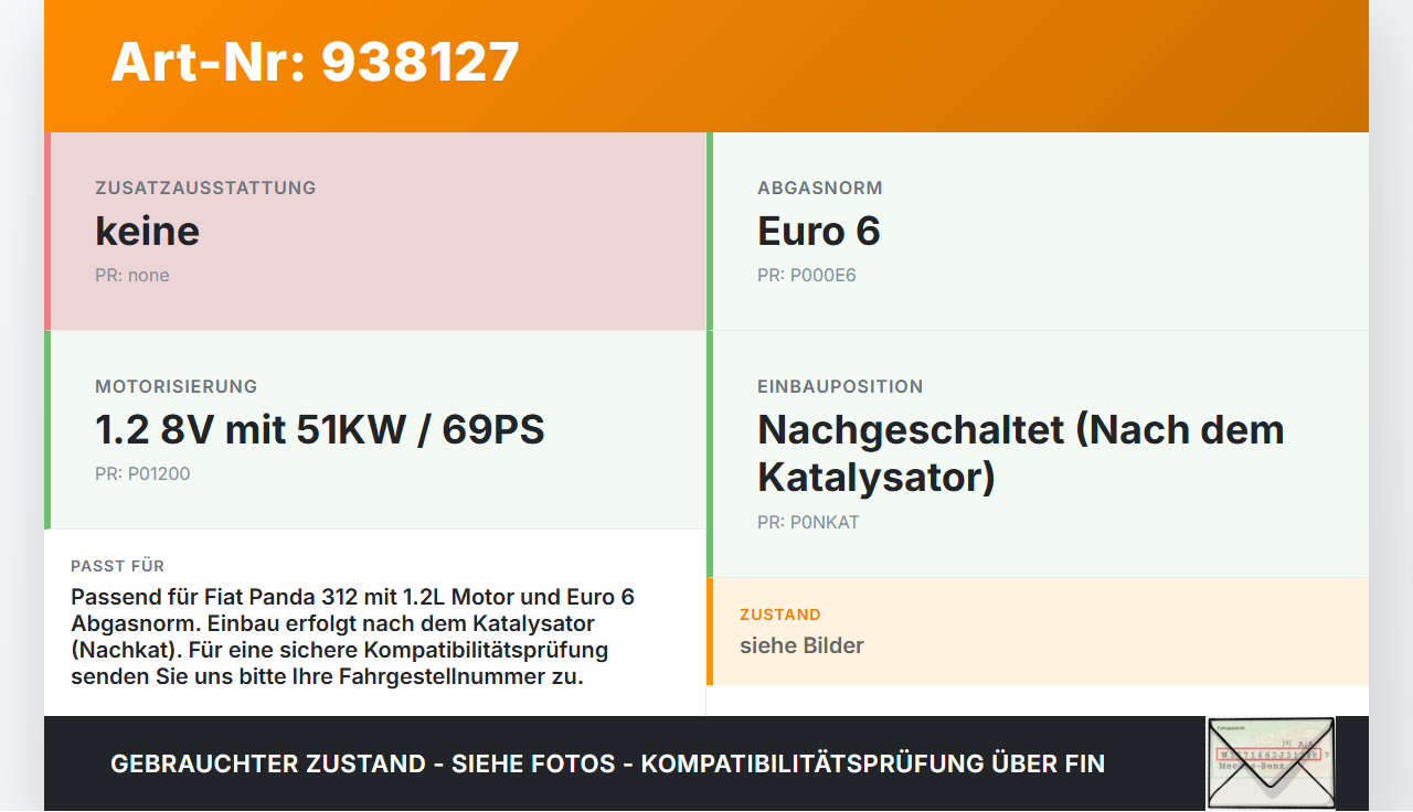 Fiat Panda 312 12-21 1,2 51KW Lambdasonde Nachkat Fiat Panda 312 12-21 28.03.2014 55249876 gebraucht Vorschau 3