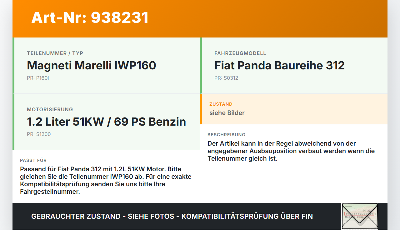 Fiat Panda 312 12-21 1,2 51KW Einspritzdüse Einspritzventil Zyl.1 Fiat Panda 312 12-21 28.03.2014 71724544 IWP160... Vorschau 3