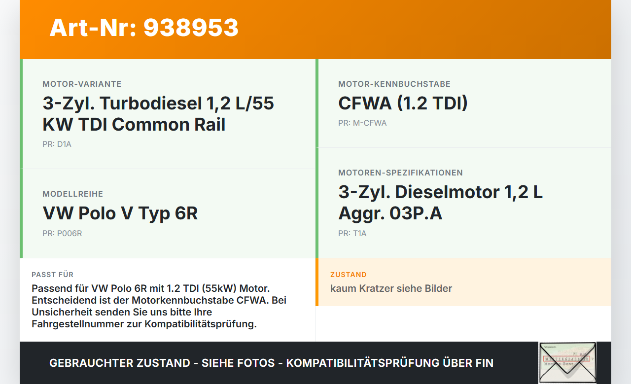 VW Polo V 6R 08-14 TDI 1,2 55KW CFWA Motor Abdeckung Deckel Motorabdeckung VW Polo V 6R 08-14 15.06.2010 03P103925... Vorschau 3