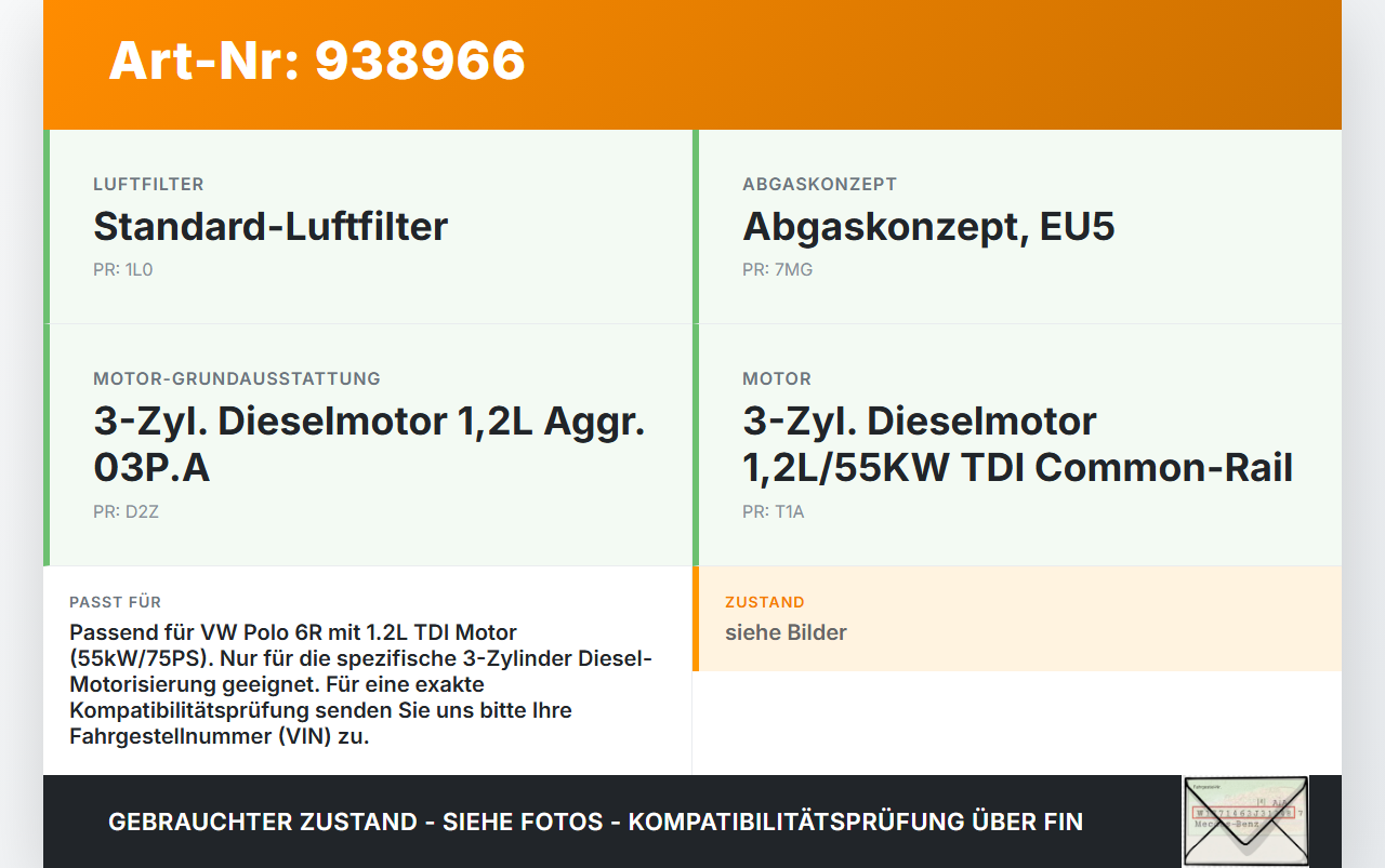 VW Polo V 6R 08-14 TDI 1,2 55KW Luftfilterkasten VW Polo V 6R 08-14 15.06.2010 6R0129607E 6R0129601G 4L7508720 gebraucht Vorschau 3