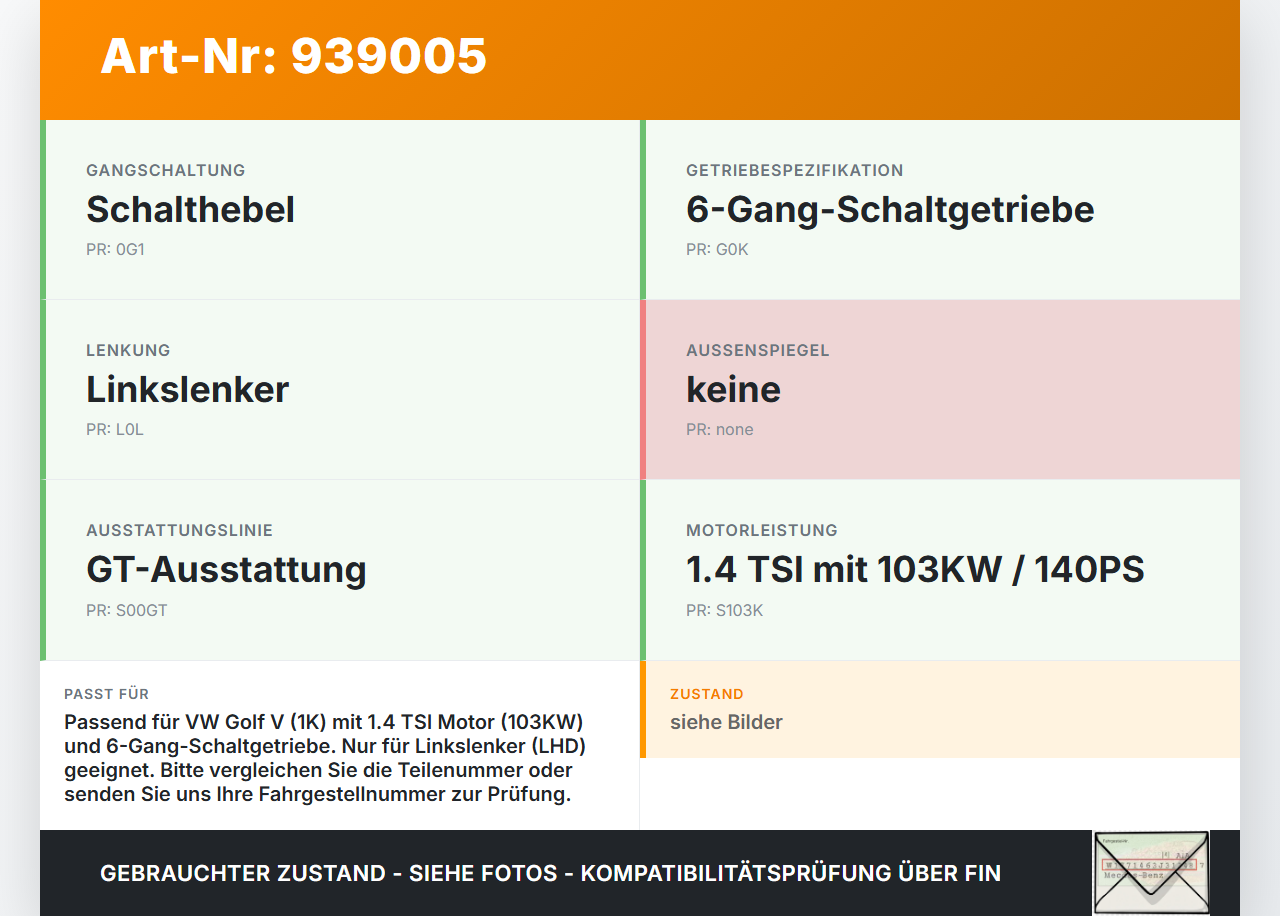 VW Golf V 5 1K 04-09 TSI 1,4 103KW Schaltkulisse Schalthebel VW Golf V 5 1K 04-09 13.02.2008 1K0711050A gebraucht Vorschau 3