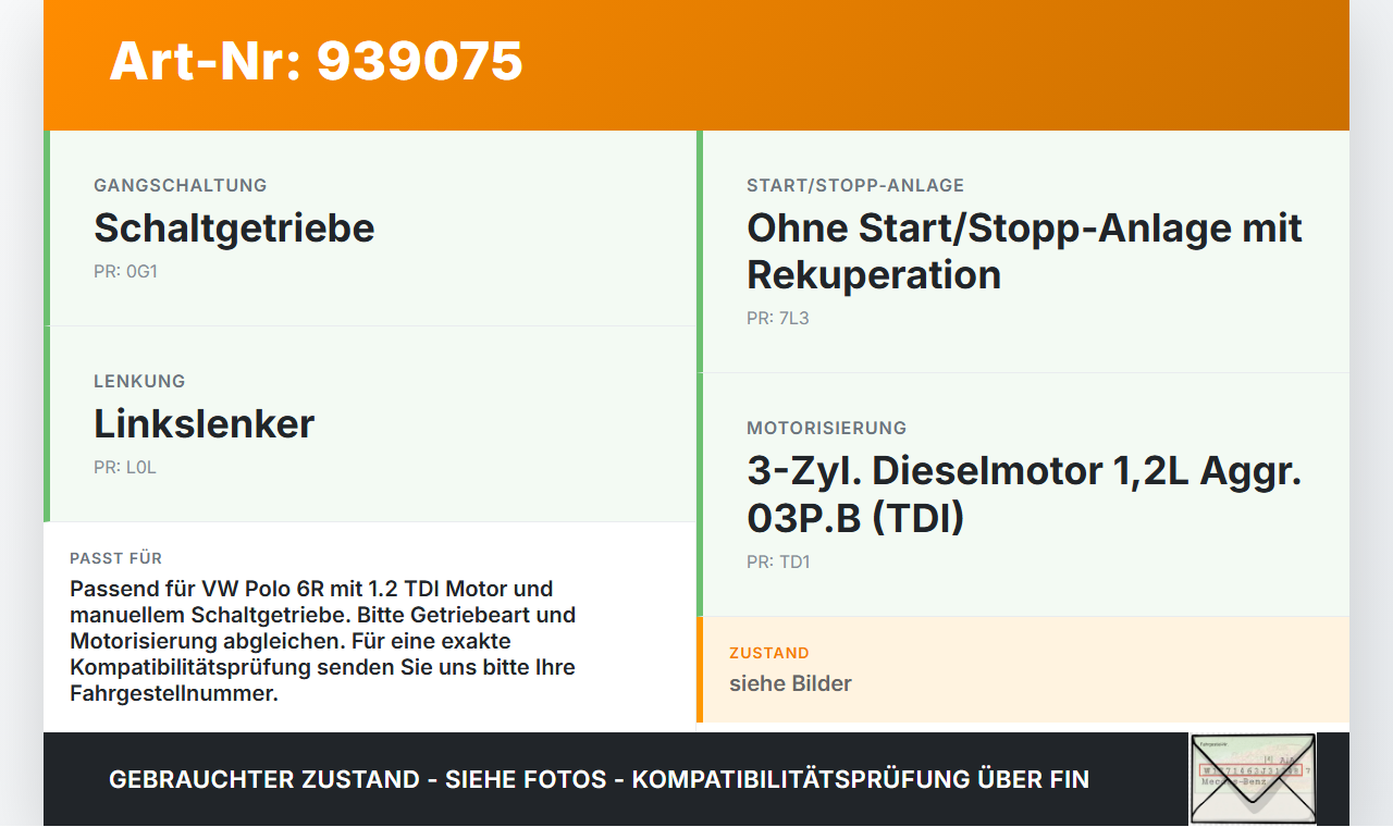 VW Polo V 6R 08-14 TDI 1,2 55KW Gaswertgeber Gaspedal VW Polo V 6R 08-14 15.06.2010 6PV008496-31 6Q1721503M gebraucht Vorschau 3