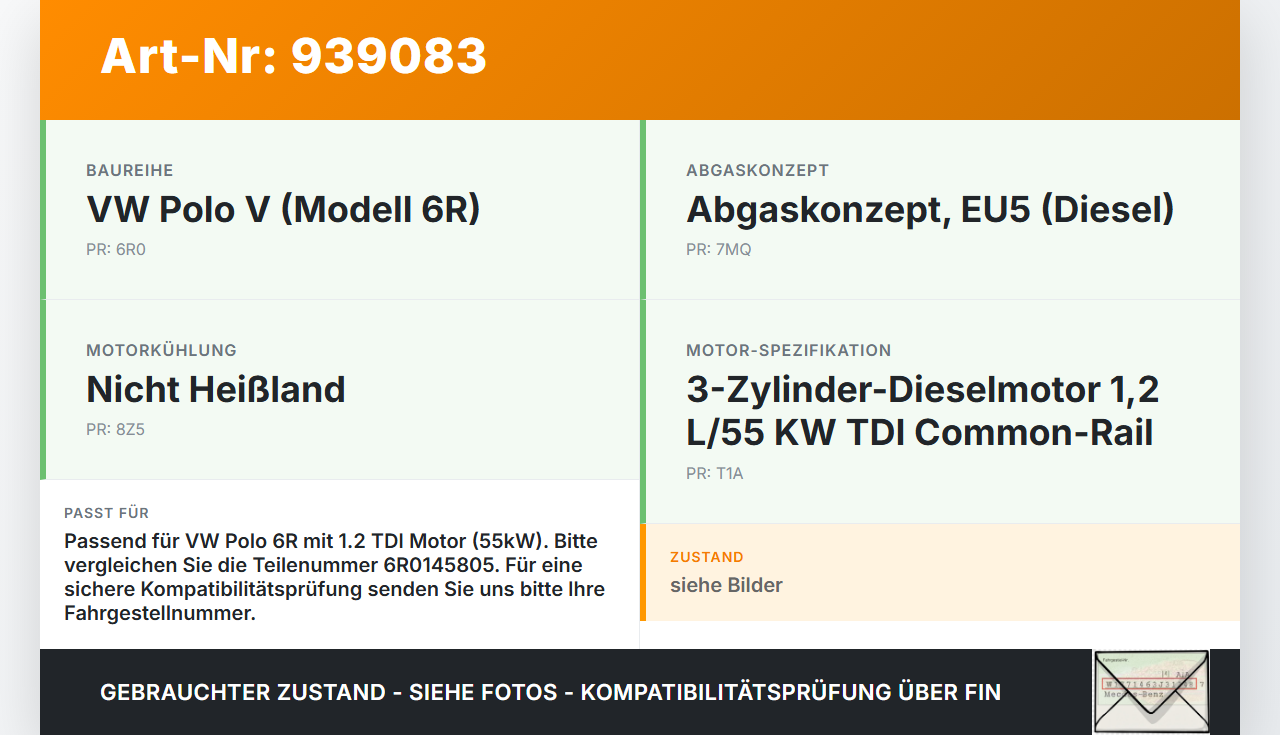 VW Polo V 6R 08-14 TDI 1,2 55KW Ladeluftkühler Kühler VW Polo V 6R 08-14 15.06.2010 6R0145805 W9450001 gebraucht Vorschau 3