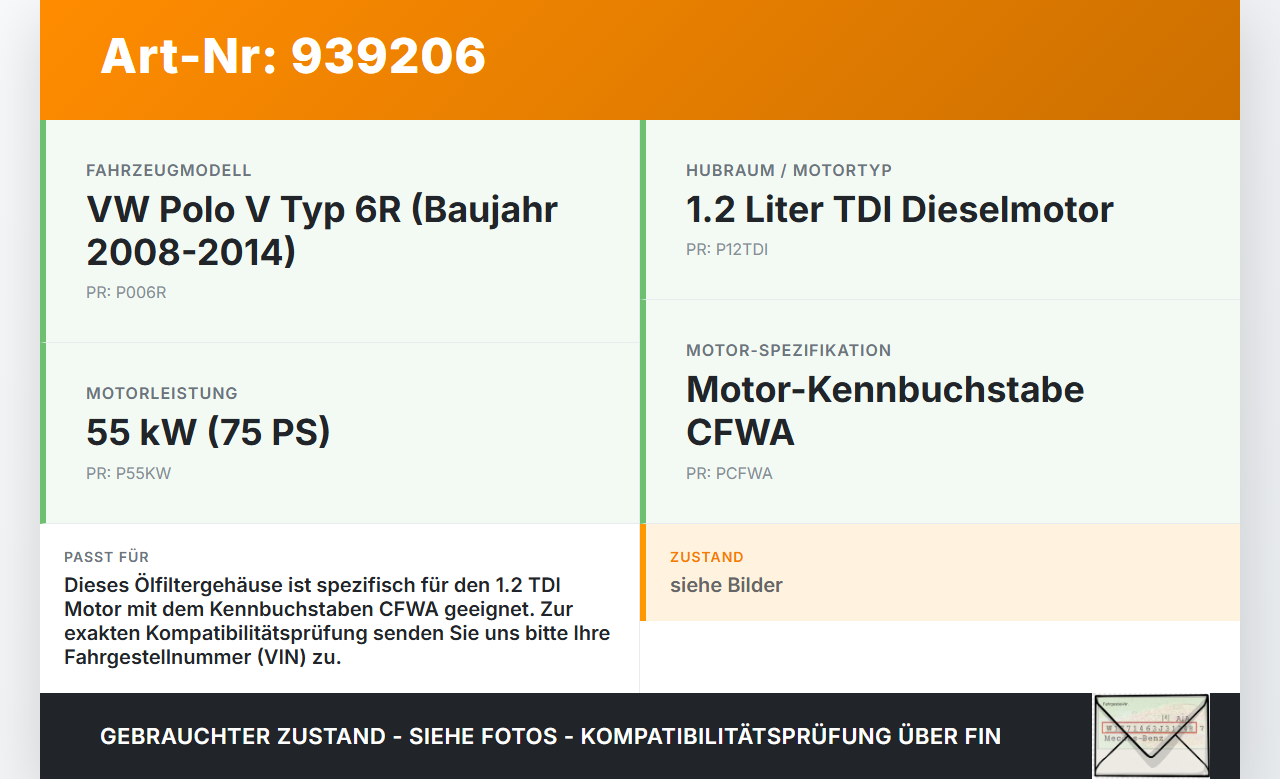 VW Polo V 6R 08-14 TDI 1,2 55KW CFWA Ölfiltergehäuse Gehäuse Halter für Ölfilter VW Polo V 6R 08-14 15.06.2010... Vorschau 3