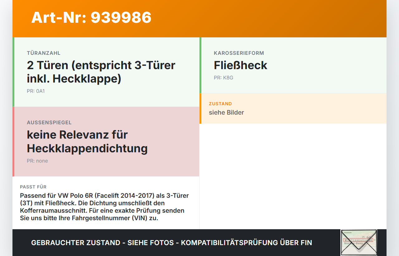 VW Polo V 6R 14-17 3T Dichtung für Heckklappe Kofferraum Heckklappendichtung VW Polo V 6R 14-17 25.04.2017... Vorschau 3