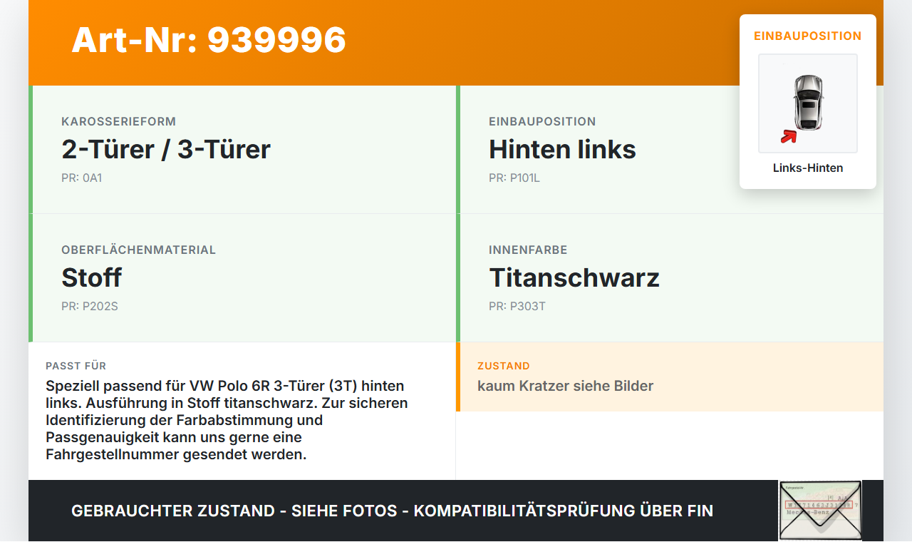 VW Polo V 6R 14-17 3T Seitenverkleidung Wandpappe Links Hinten VW Polo V 6R 14-17 25.04.2017 6C3867043A... Vorschau 3