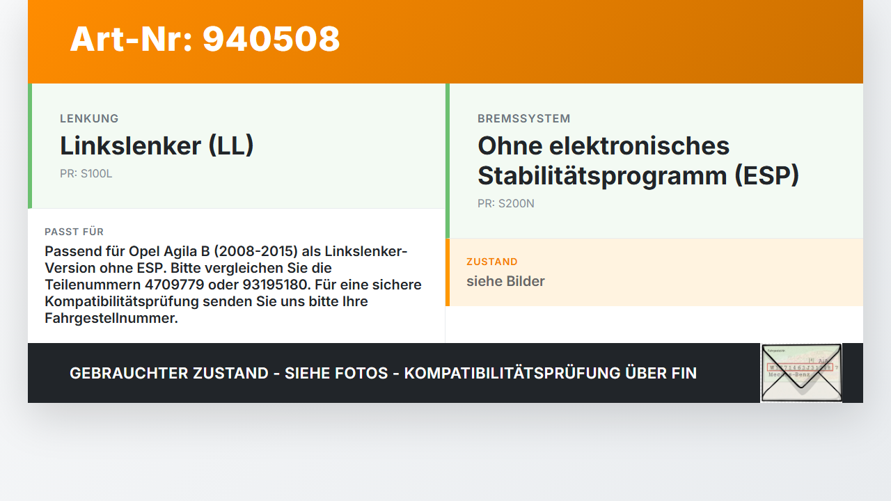 Opel Agila B 08-15 Hauptbremszylinder Bremszylinder Opel Agila B 08-15 10.07.2009 93195180 4709779 gebraucht Vorschau 3