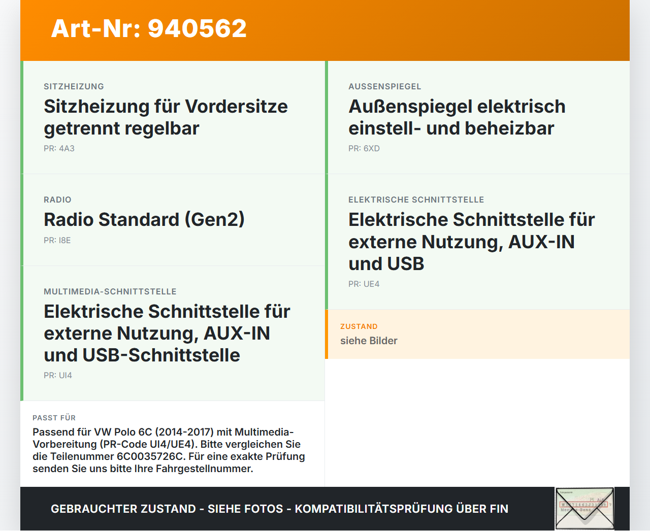 VW Polo V 6R 14-17 USB Buchse Anschluss VW Polo V 6R 14-17 25.04.2017 6C0035726C gebraucht Vorschau 3