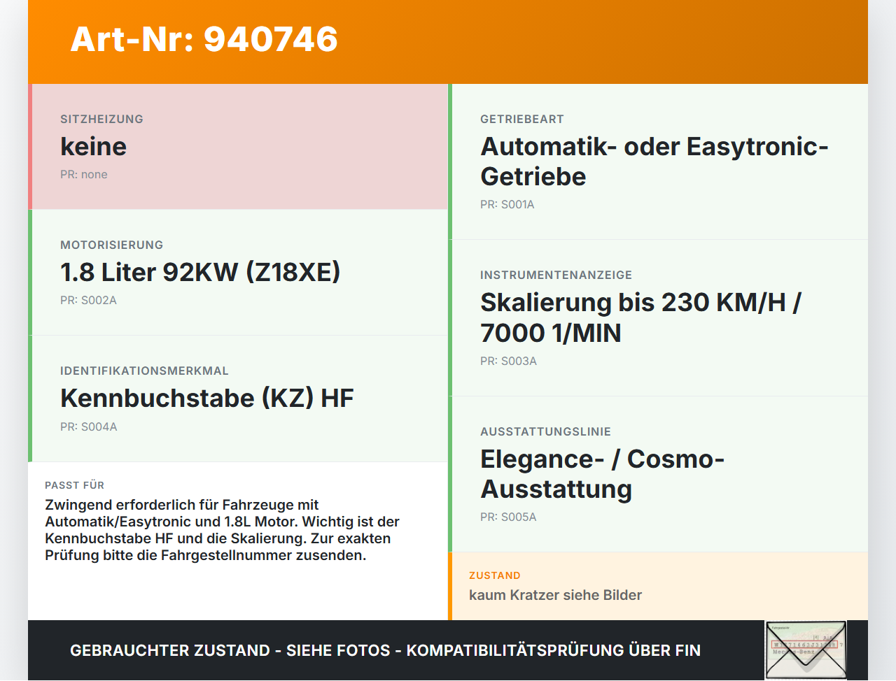 Opel Meriva A 05-10 1,8 92KW Kombiinstrument Tacho Opel Meriva A 05-10 18.06.2008 3242808HF 13242808 6260915 gebraucht Vorschau 3