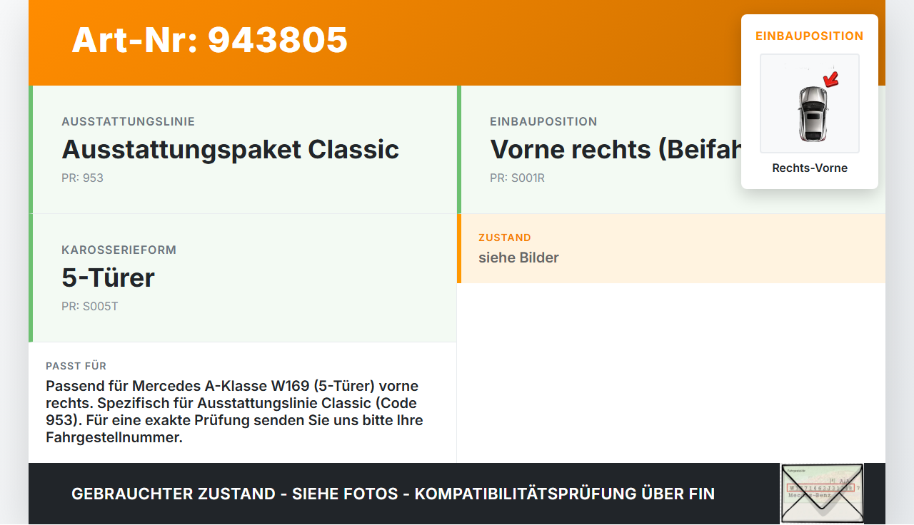 Mercedes W169 A150 08-12 5T Türgriff Griffmuschel Griff Innen Rechts Vorne Mercedes W169 A150 08-12 03.05.2010... Vorschau 3