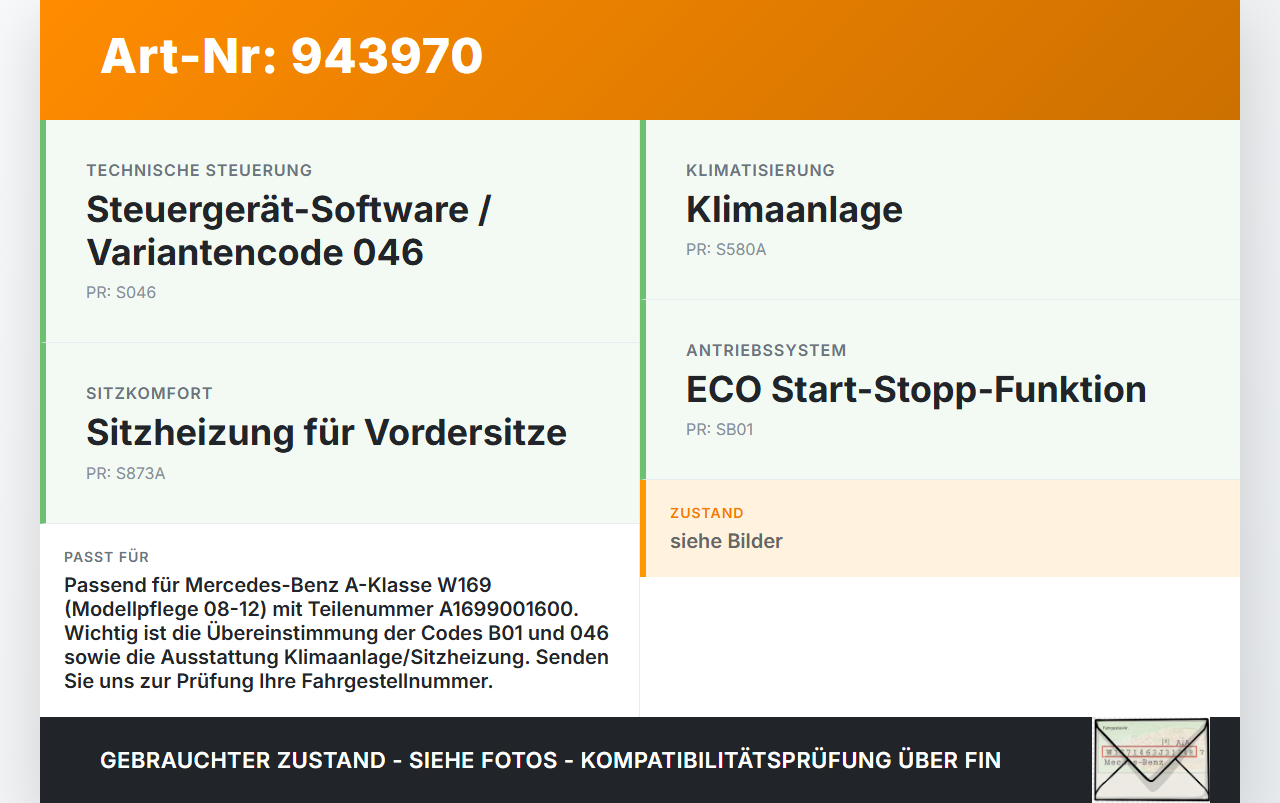 Mercedes W169 A150 08-12 Steuergerät ECU Modul BCM Bordnetz SG Mercedes W169 A150 08-12 03.05.2010 A1699001600... Vorschau 3