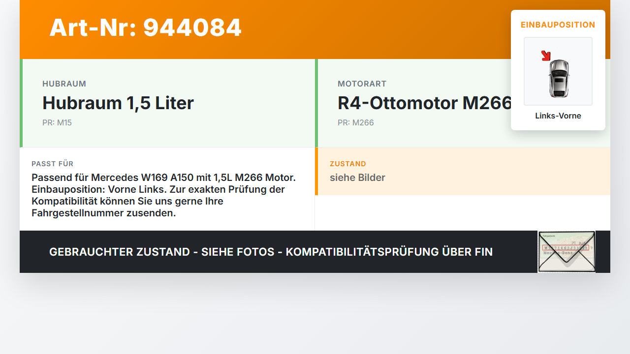 Mercedes W169 A150 08-12 1,5 70KW Bremssattel Bremszange Vorne Links Mercedes W169 A150 08-12 03.05.2010... Vorschau 3