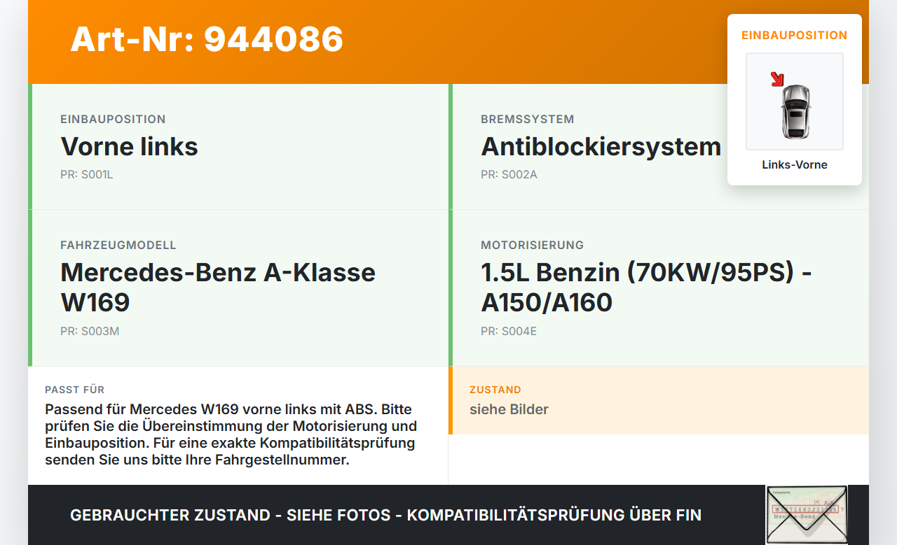 Mercedes W169 A150 08-12 1,5 70KW Achsschenkel Radnabe mit ABS Links Vorne Mercedes W169 A150 08-12 03.05.2010... Vorschau 3