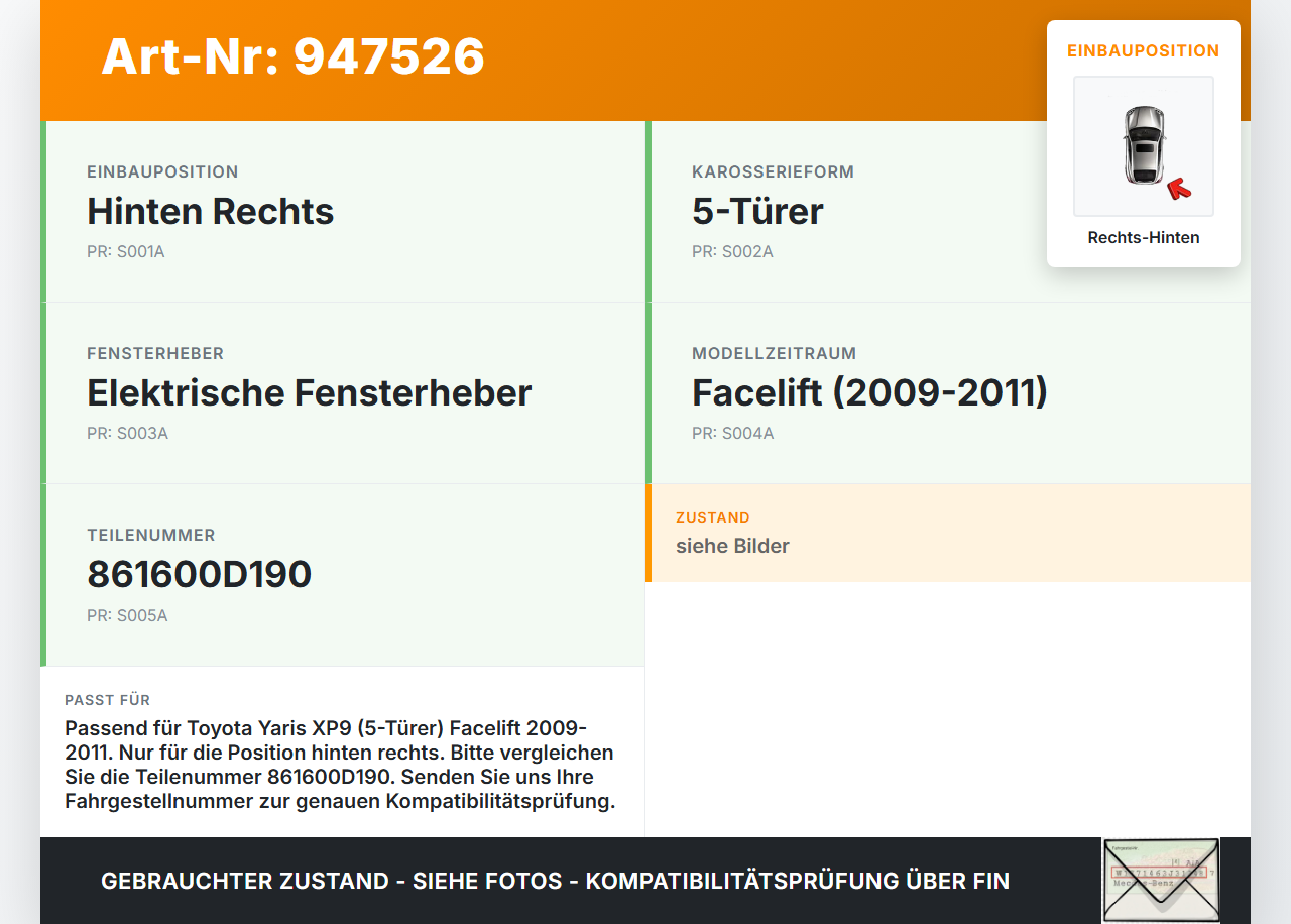 Toyota Yaris XP9 09-11 5T Lautsprecher Rechts Hinten Toyota Yaris XP9 09-11 08.04.2011 861600D190 gebraucht Vorschau 3