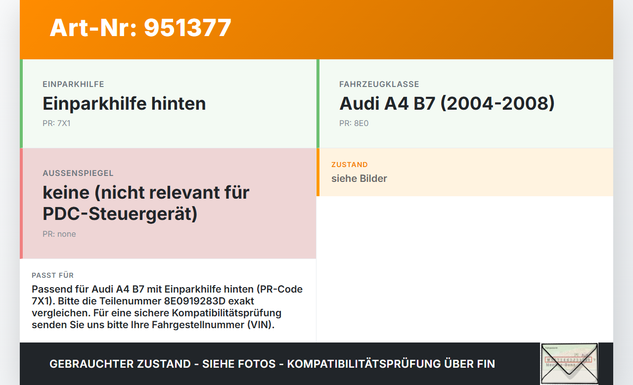 Audi A4 8E B7 04-08 Steuergerät ECU Modul SG PDC Einparkhilfe Audi A4 8E B7 04-08 18.08.2006 8E0919283D 8E0919283B... Vorschau 3
