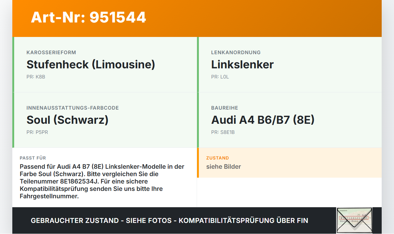 Audi A4 8E B7 04-08 Lim Becherhalter Getränkehalter Audi A4 8E B7 04-08 18.08.2006 8E1862534J gebraucht Vorschau 3