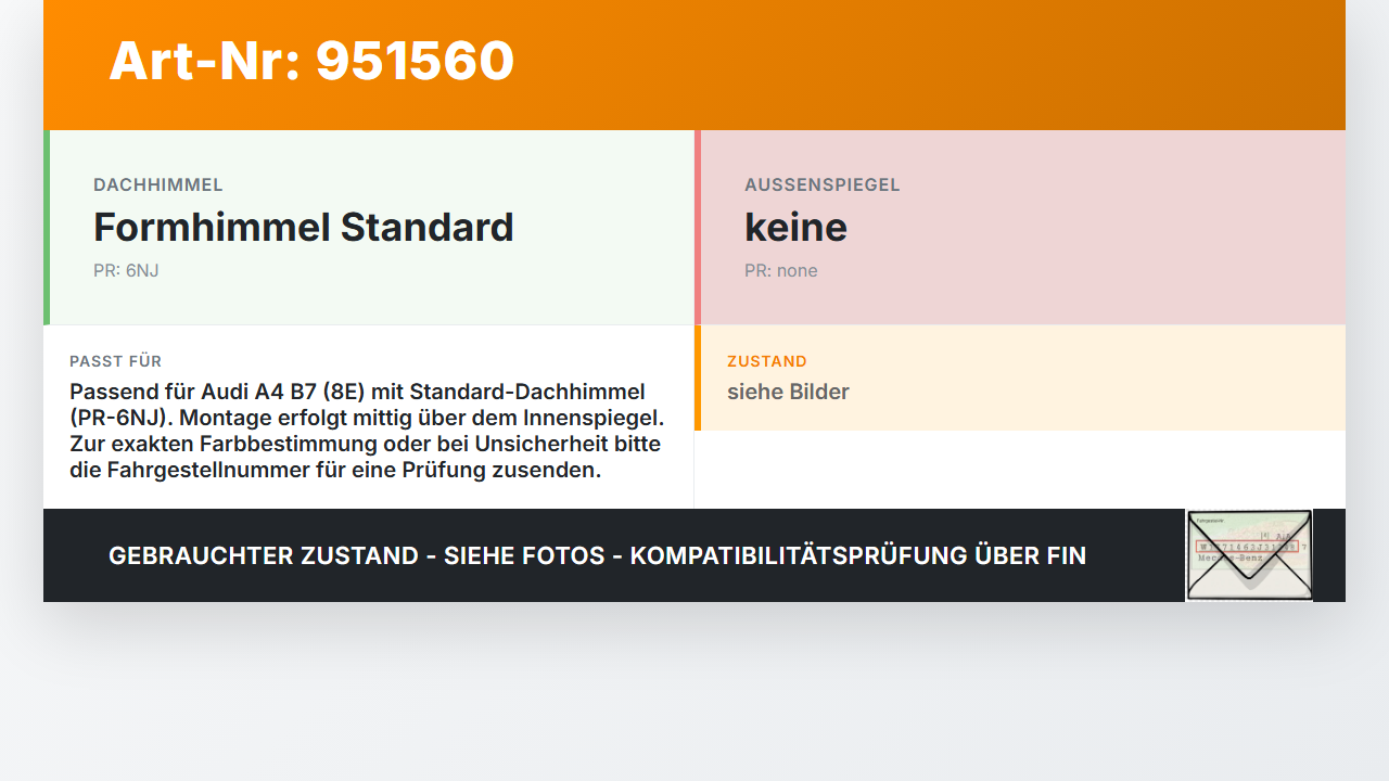 Audi A4 8E B7 04-08 Sonnenblende Zusatz Mitte Audi A4 8E B7 04-08 18.08.2006 8D0858555 gebraucht Vorschau 3