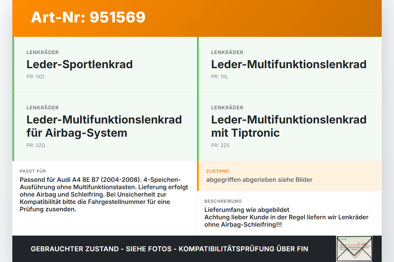 Audi A4 8E B7 04-08 Lenkrad Airbaglenkradohne Funktionstasten Audi A4 8E B7 04-08 18.08.2006 8E0880201CE... Vorschau 3