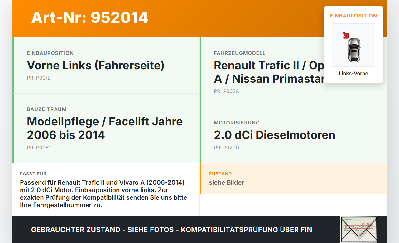 Renault Trafic II Vivaro A 06-14 DCI 2,0 84KW Antriebswelle Gelenkwelle Links Vorne Renault Trafic II Vivaro A... Vorschau 3