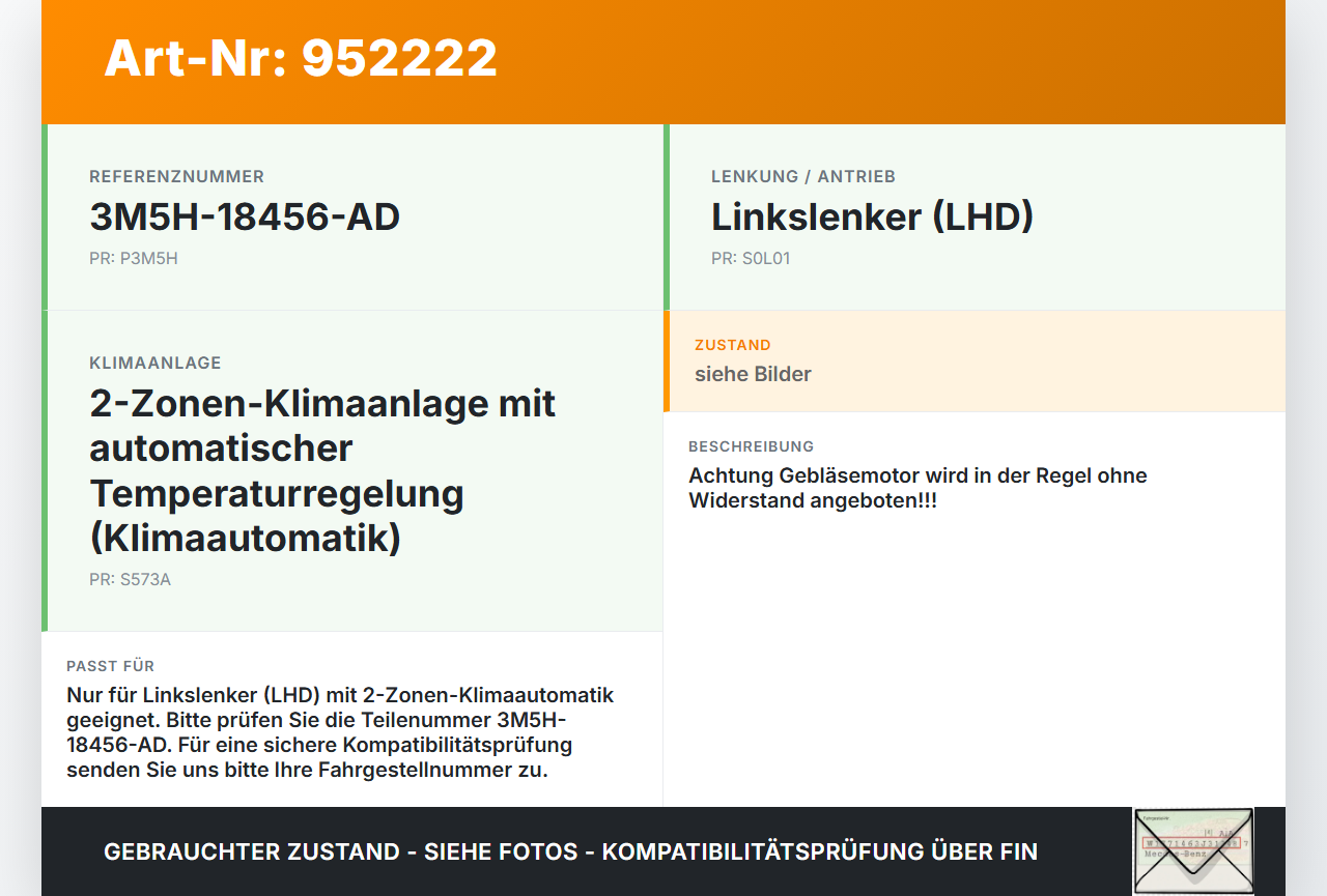 Ford C-Max DM2 07-10 Gebläsemotor Lüftermotor Heizungsgebläse Ford C-Max DM2 07-10 10.07.2010 3M5H-18456-AD... Vorschau 3