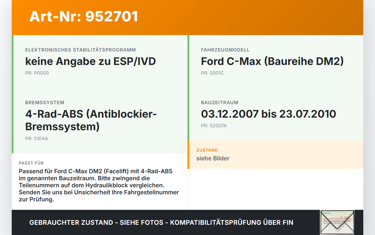 Ford C-Max DM2 07-10 ABS Steuergerät Aggregat Hydraulikblock Ford C-Max DM2 07-10 10.07.2010 8M51-2M110-BA... Vorschau 3