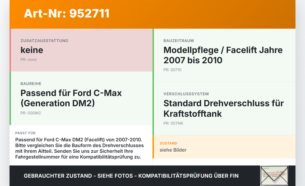 Ford C-Max DM2 07-10 Tankdeckel Verschluss Tankverschluss Drehverschluss Ford C-Max DM2 07-10 10.07.2010... Vorschau 3