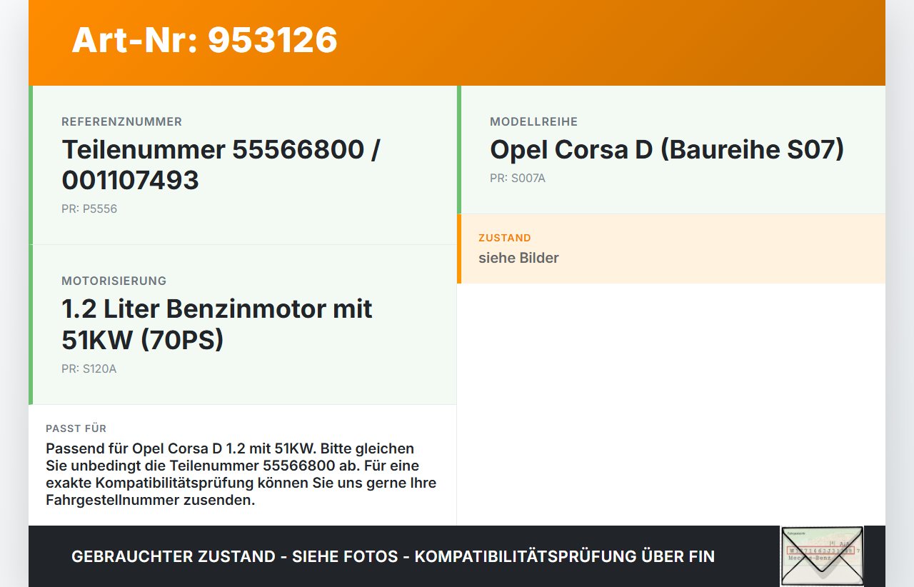 Opel Corsa D S07 06-10 1,2 51KW Anlasser Starter Opel Corsa D S07 06-10 25.02.2010 55566800 001107493 gebraucht Vorschau 3